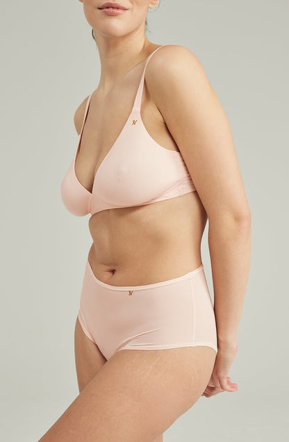 The Second Skin Stretch High Waist Brief Blush Pink Plus Sizes Briefs and Thongs
