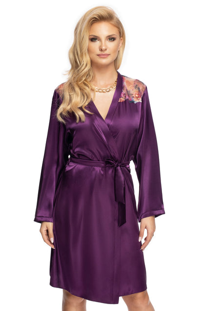 Shelby Dressing Gown Purple Plus Sizes Nightwear