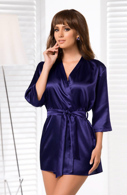 Aria Dressing Gown Navy Nightwear Robes