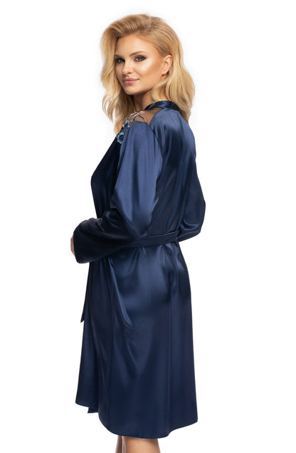 Elodie Dressing Gown Navy Nightwear Robes