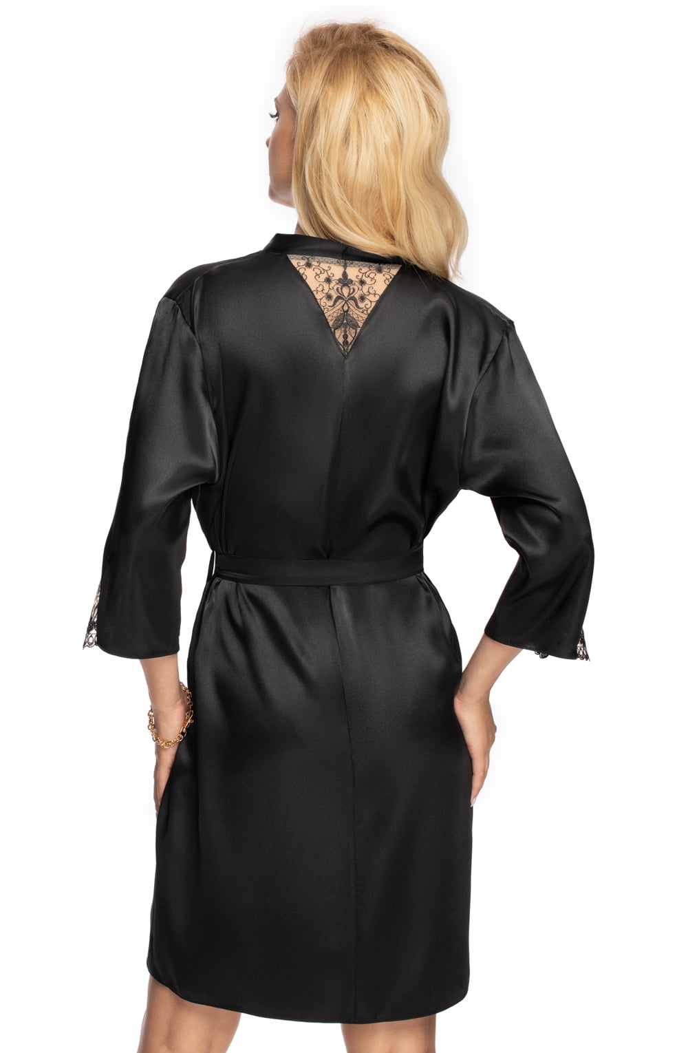 Mallory Dressing Gown Black Bedroom Wear Nightwear