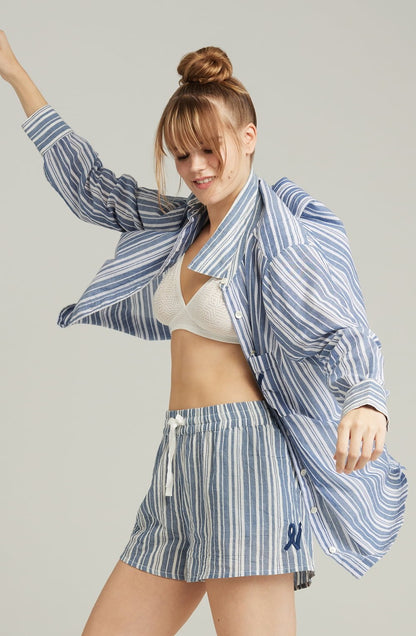The Midi Shirt French Navy Stripe Nightwear Nightdresses