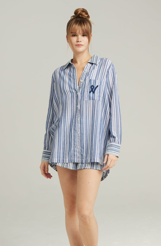 The Midi Shirt French Navy Stripe Nightwear Nightdresses