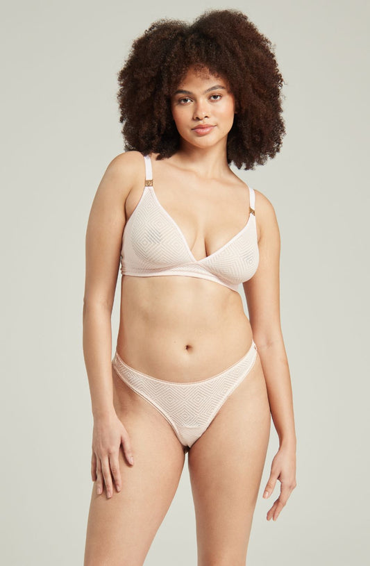 The Sheer Deco Barely There Thong Blush Pink Everyday Briefs and Thongs