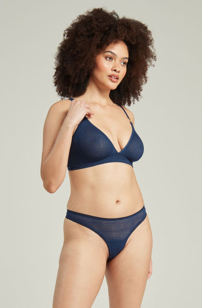 The Sheer Deco Barely There Thong Navy Everyday Briefs and Thongs