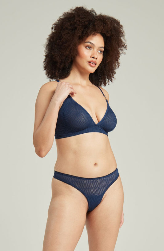The Sheer Deco Barely There Thong Navy Everyday Briefs and Thongs