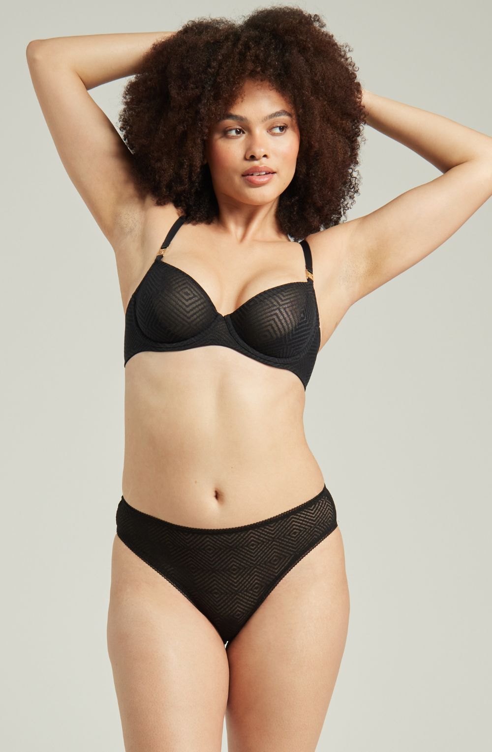 The Sheer Deco High Leg Brief Black Everyday Briefs and Thongs