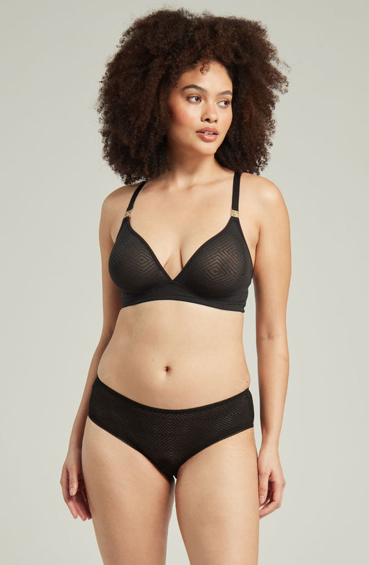 The Sheer Deco Hipster Brief Black Plus Sizes Briefs and Thongs