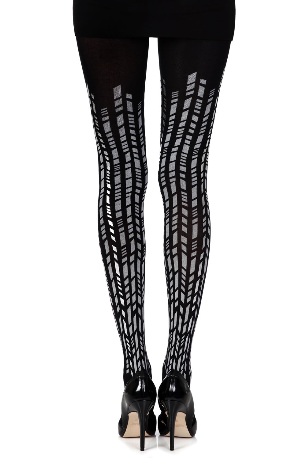 Cross It Black/Silver Print Tights Hosiery Tights