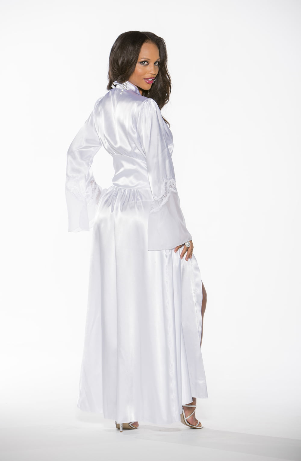 Long Robe White Bedroom Wear Nightwear