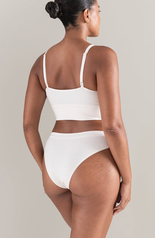 The TENCEL™ High Leg Brief White Sand Shapewear Briefs and Thongs