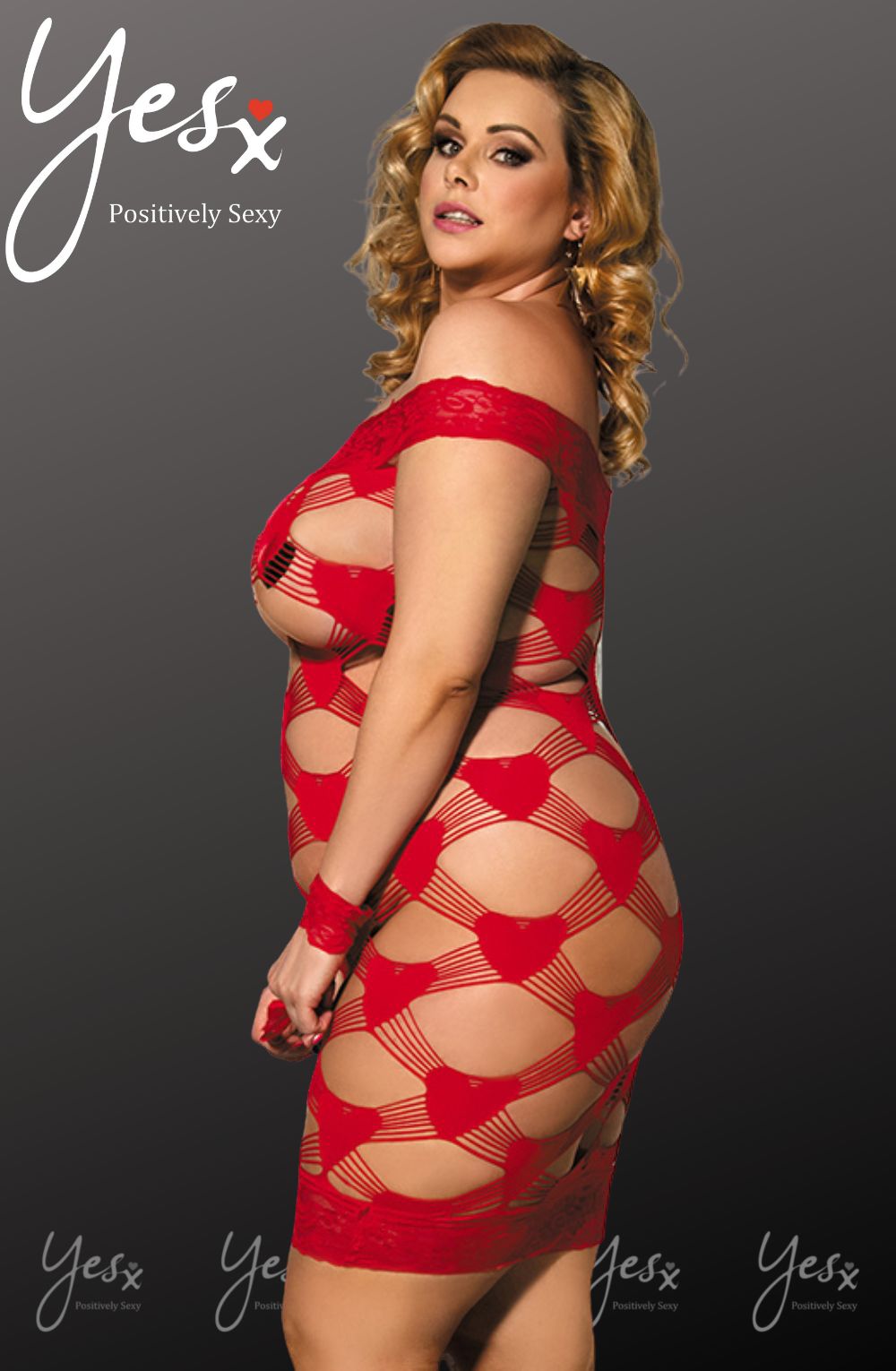 YXQ Plus Size Hearts & Handcuffs! Plus Sizes Bodystocking