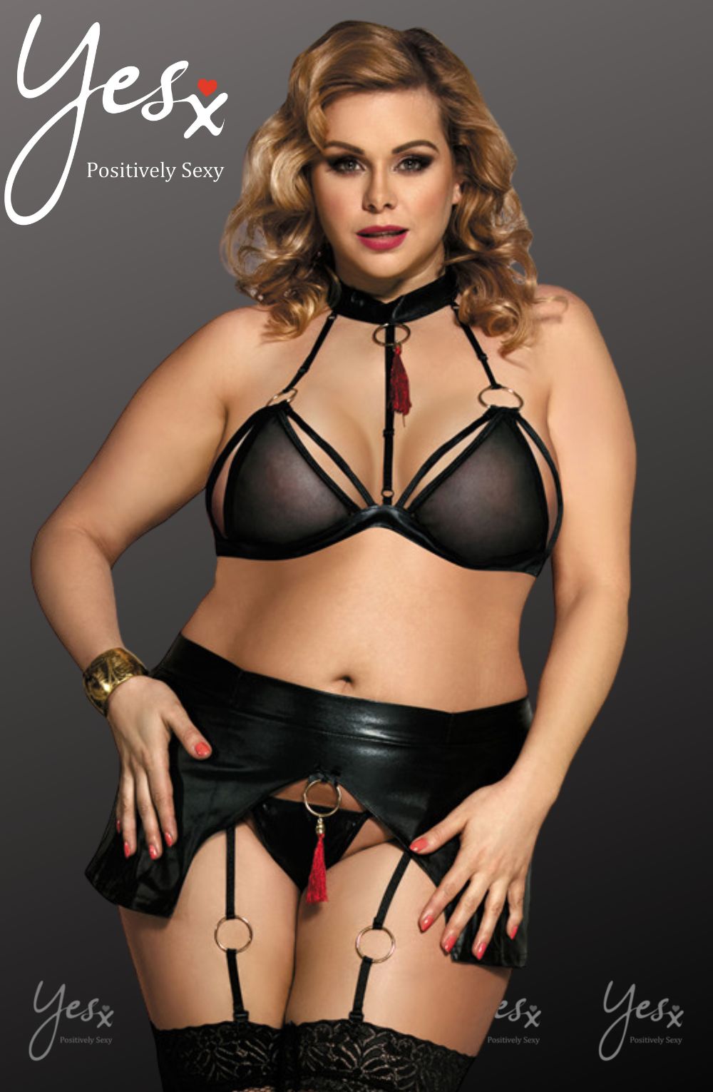 YXQ Bra Set Black Plus Sizes Lingerie Sets