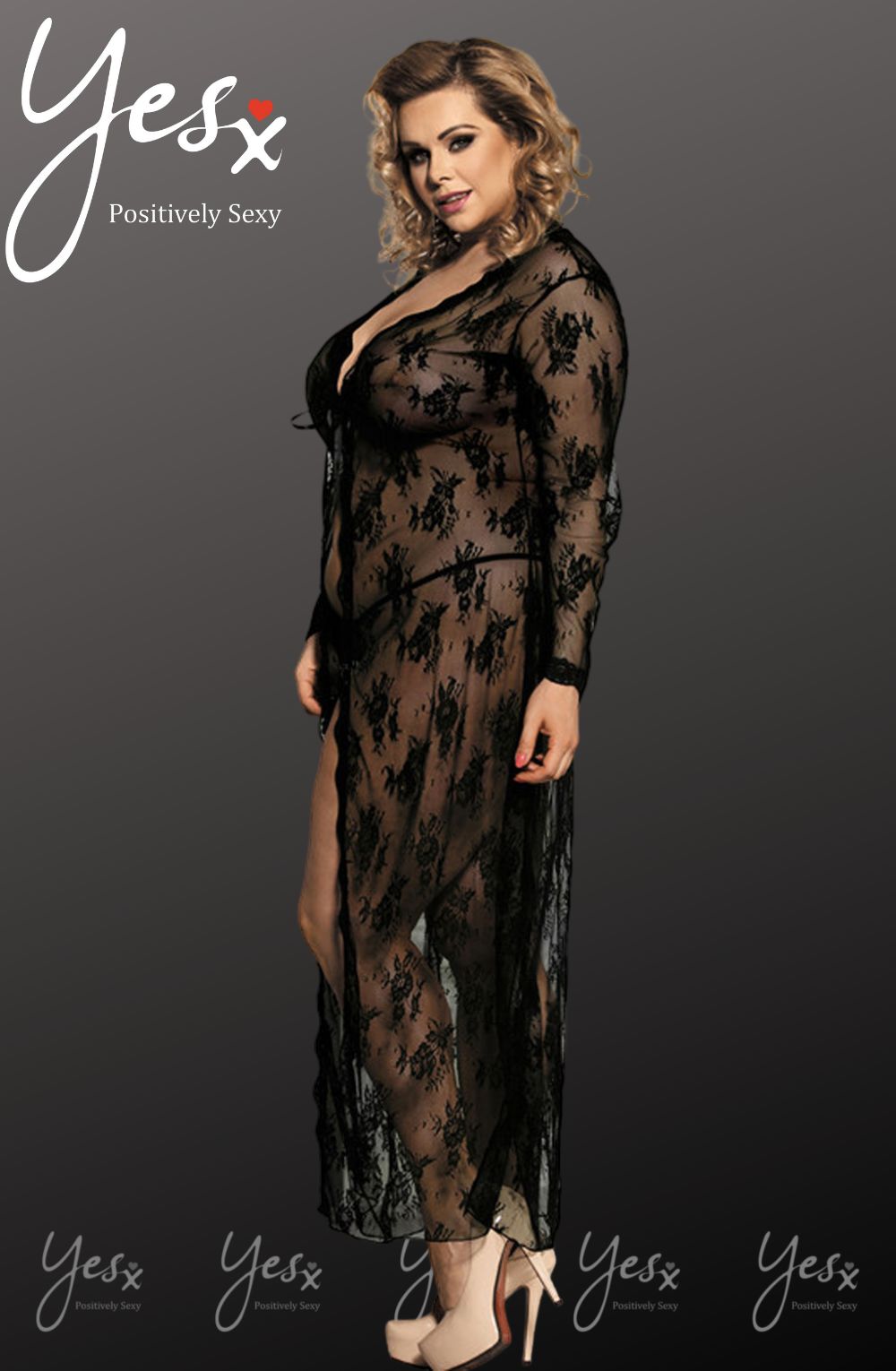 YXQ Long Black Gown Bedroom Wear Nightwear