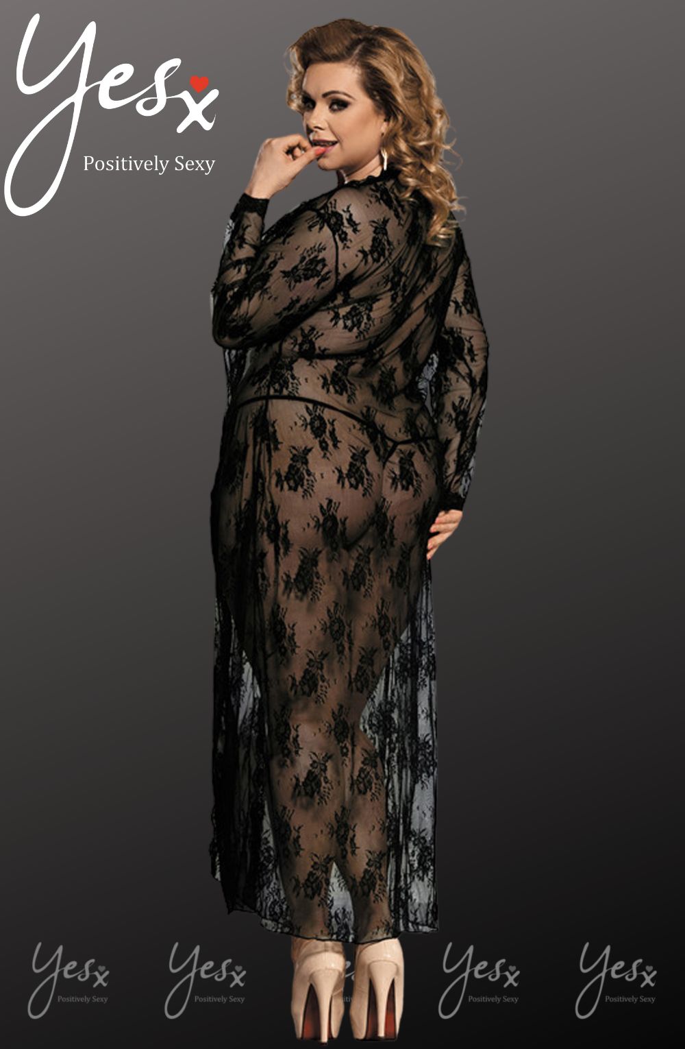 YXQ Long Black Gown Bedroom Wear Nightwear
