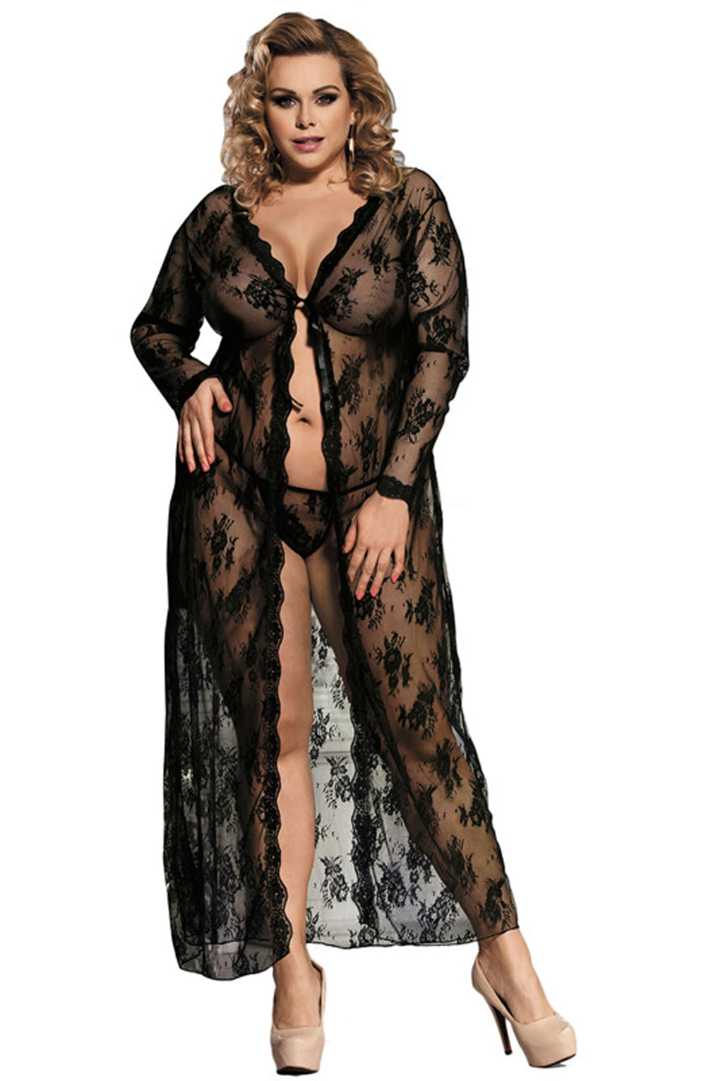 YXQ Long Black Gown Bedroom Wear Nightwear