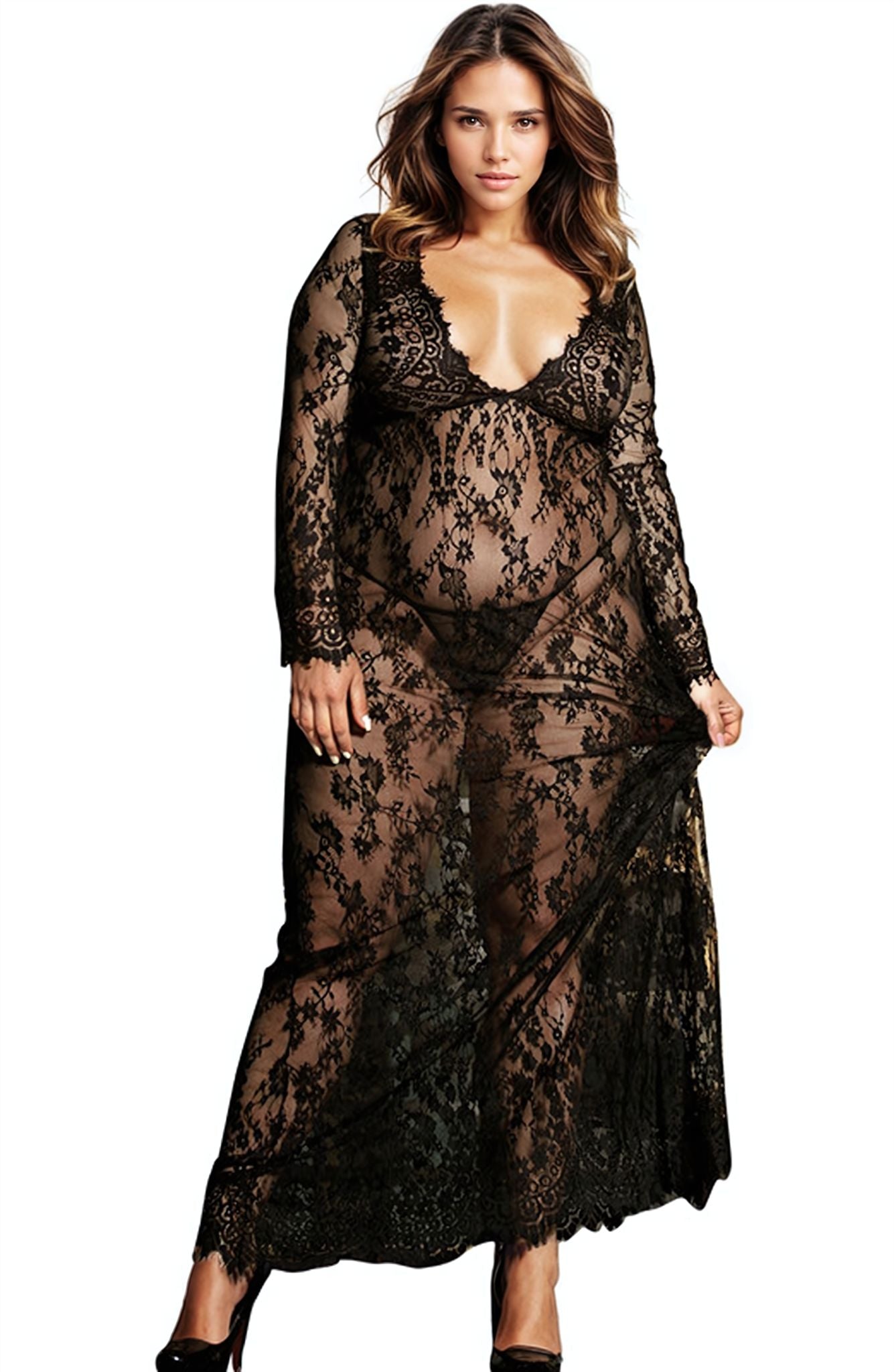 YXQ Long Gown & Thong Bedroom Wear Nightwear