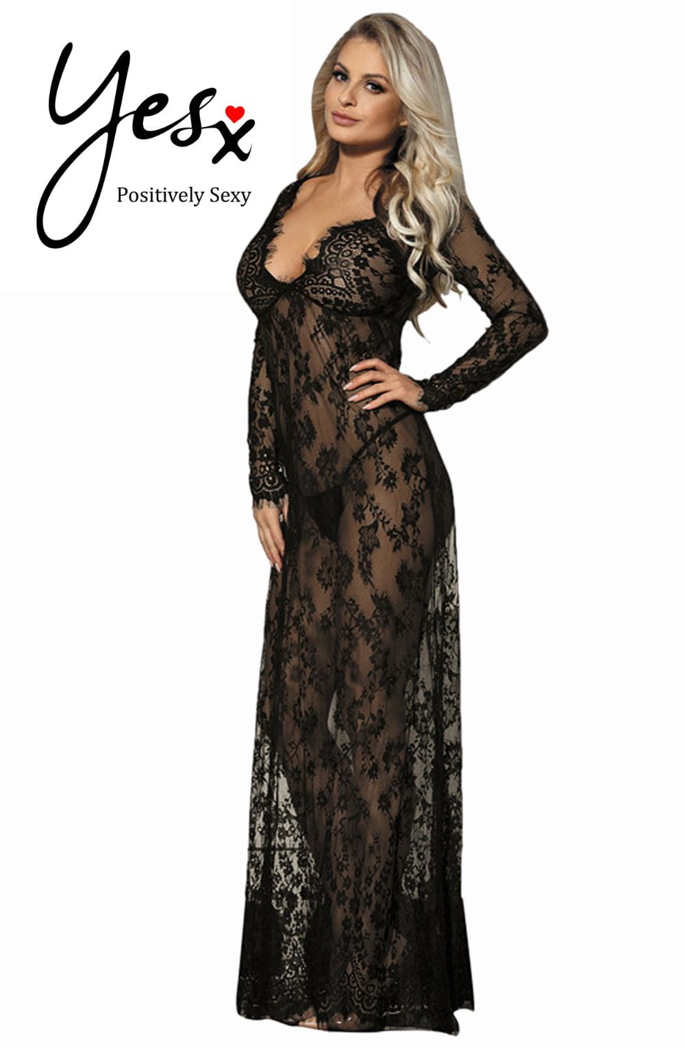 YX Long Gown & Thong Bedroom Wear Nightwear