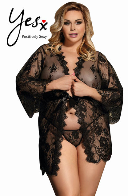 YXQ Robe Set Black - Up to XL Bedroom Wear Nightwear