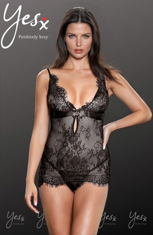 YX Chemise Black Bedroom Wear Chemises