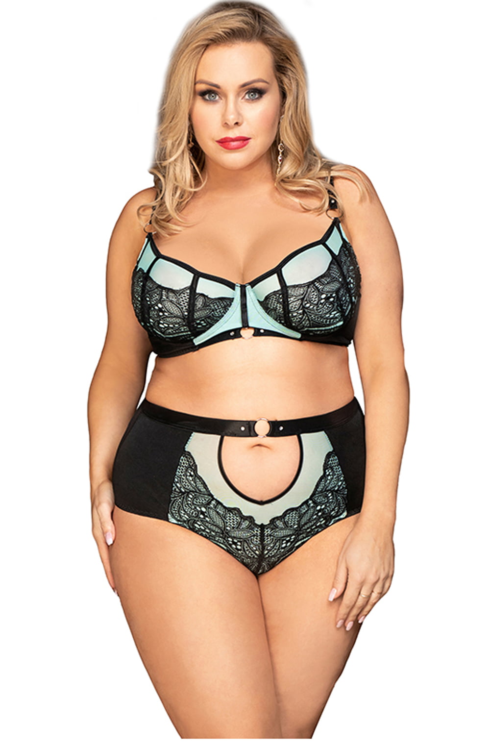 YXQ Blue Bra Set Plus Sizes Lingerie Sets