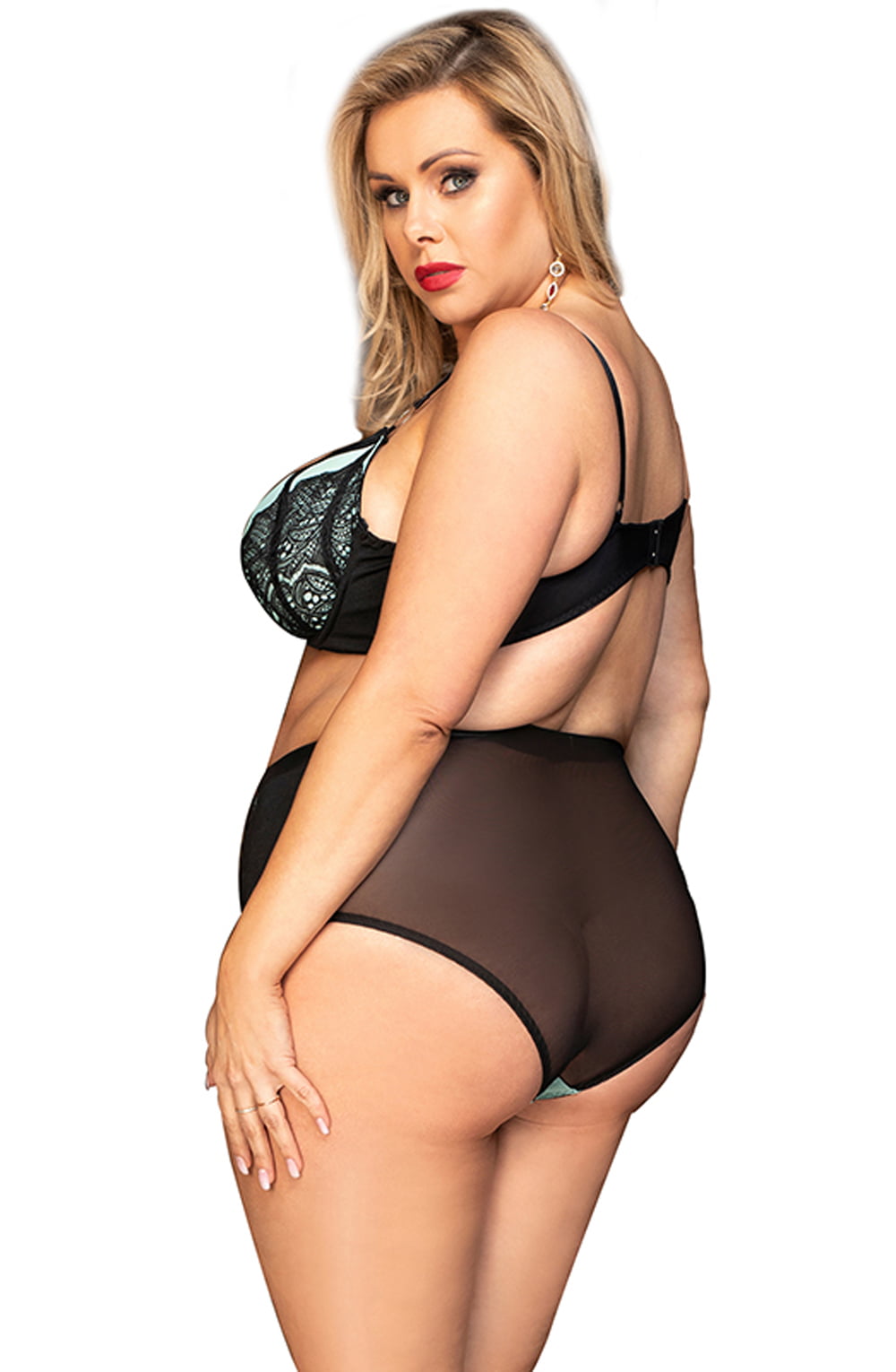 YXQ Blue Bra Set Plus Sizes Lingerie Sets