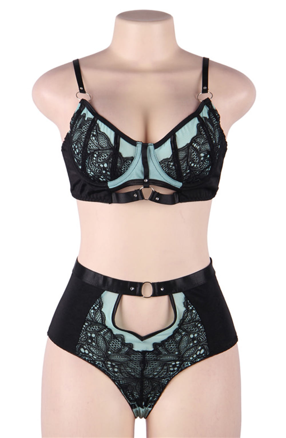 YXQ Blue Bra Set Plus Sizes Lingerie Sets
