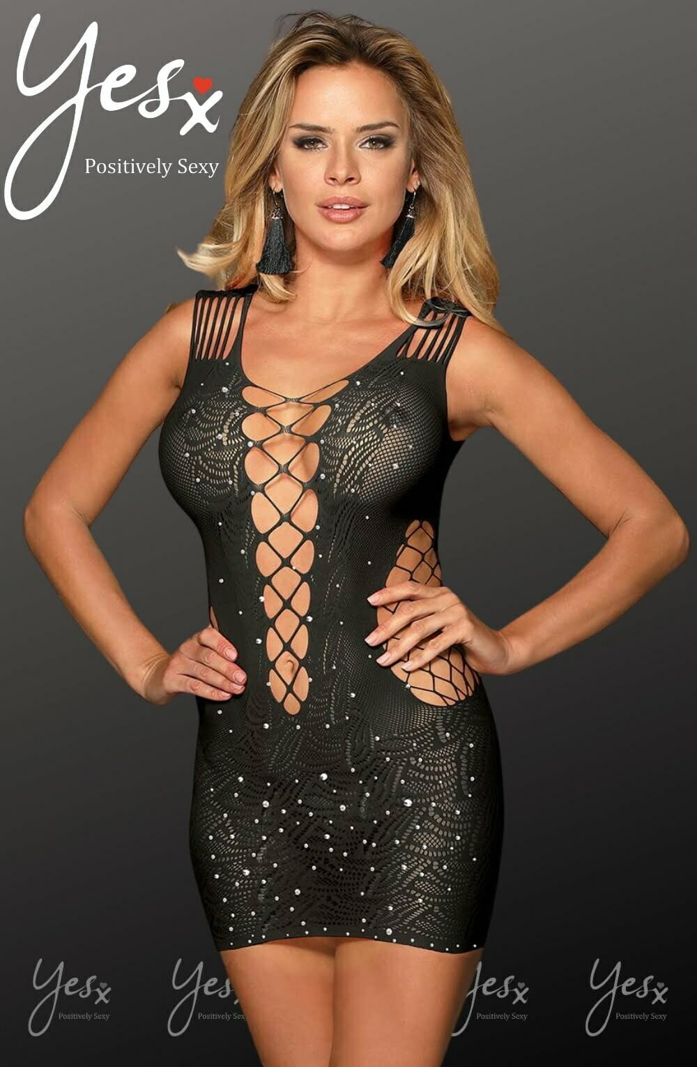 YX Sparkly Black Dress Bedroom Wear Dresses