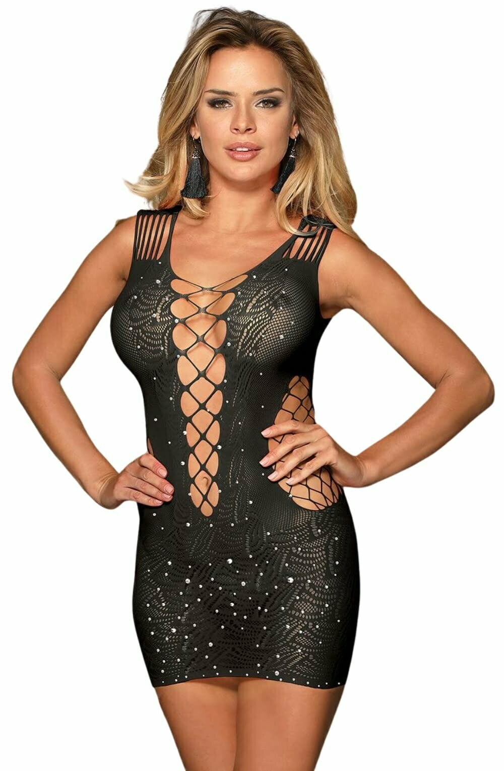 YX Sparkly Black Dress Bedroom Wear Dresses