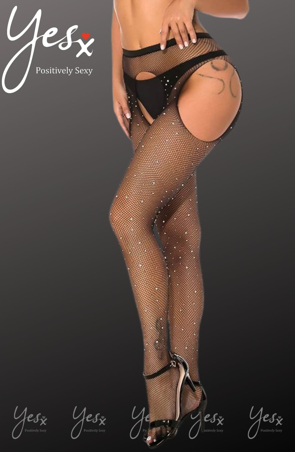 YX Sparkly Fishnet Black Bedroom Wear Tights