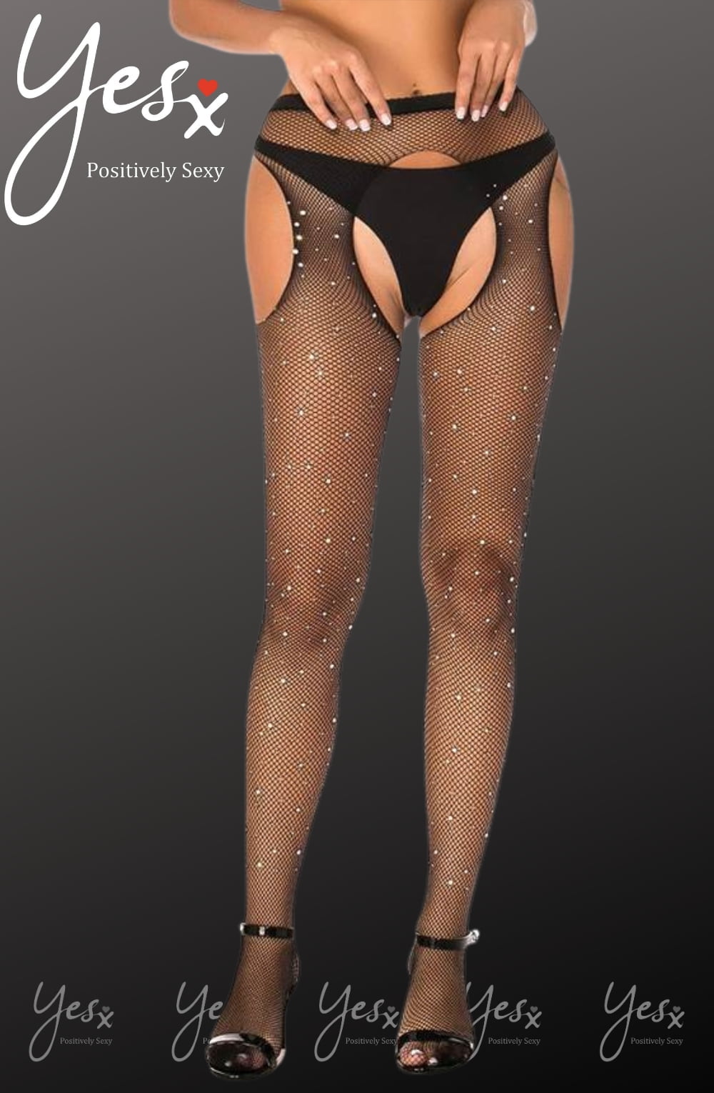 YX Sparkly Fishnet Black Bedroom Wear Tights