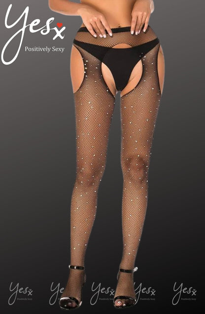 YX Sparkly Fishnet Black Bedroom Wear Tights