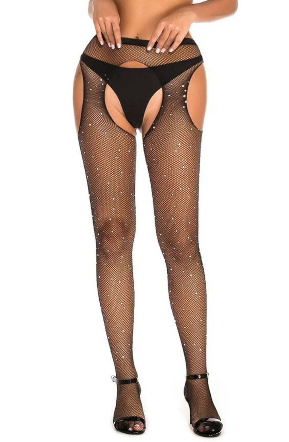 YX Sparkly Fishnet Black Bedroom Wear Tights