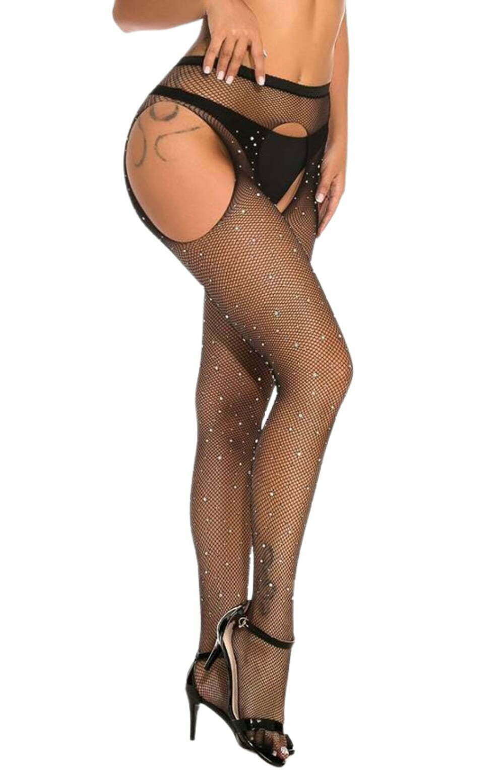 YX Sparkly Fishnet Black Bedroom Wear Tights