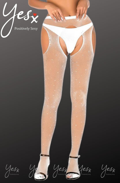 YX Sparkly Fishnet White Bedroom Wear Tights