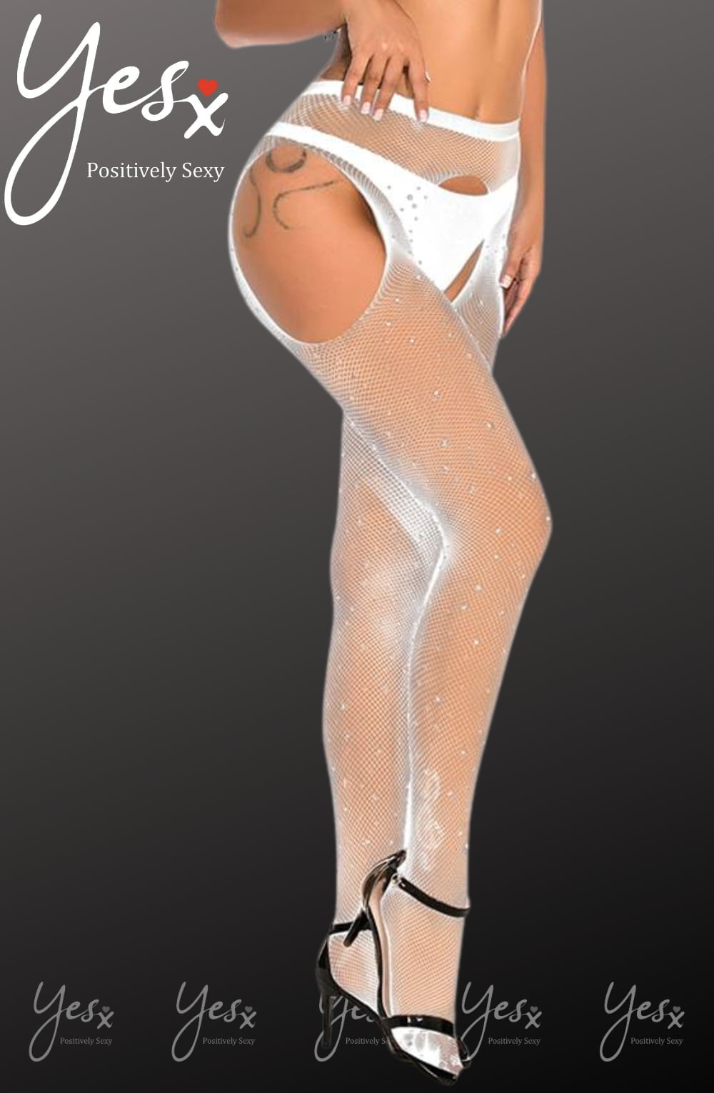 YX Sparkly Fishnet White Bedroom Wear Tights