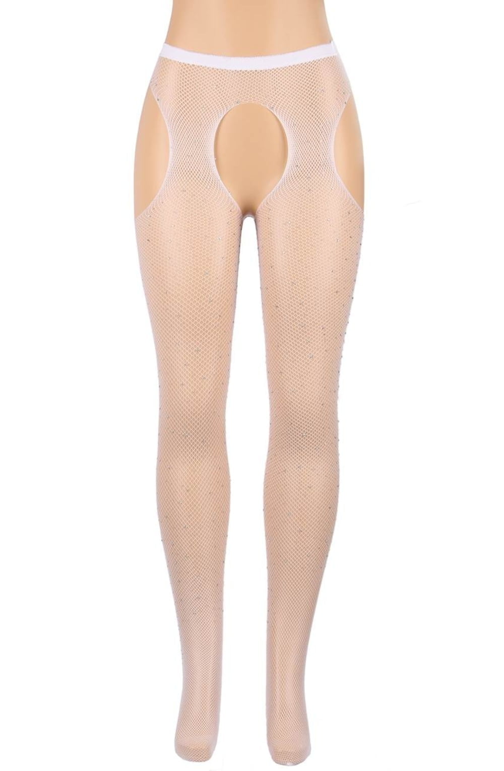 YX Sparkly Fishnet White Bedroom Wear Tights