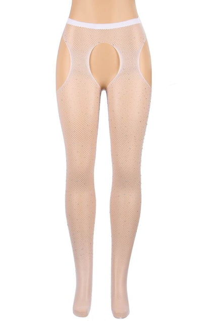 YX Sparkly Fishnet White Bedroom Wear Tights