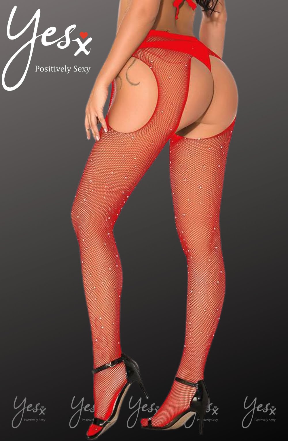 YX Sparkly Fishnet Red Bedroom Wear Tights
