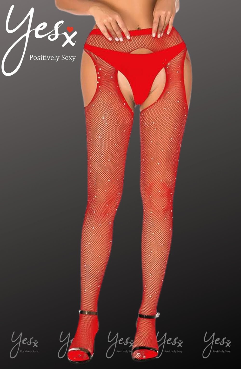 YX Sparkly Fishnet Red Bedroom Wear Tights