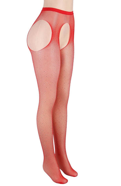 YX Sparkly Fishnet Red Bedroom Wear Tights