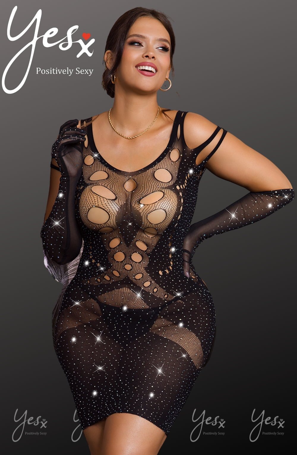 YXQ Sparkly Black Dress Shapewear Dresses