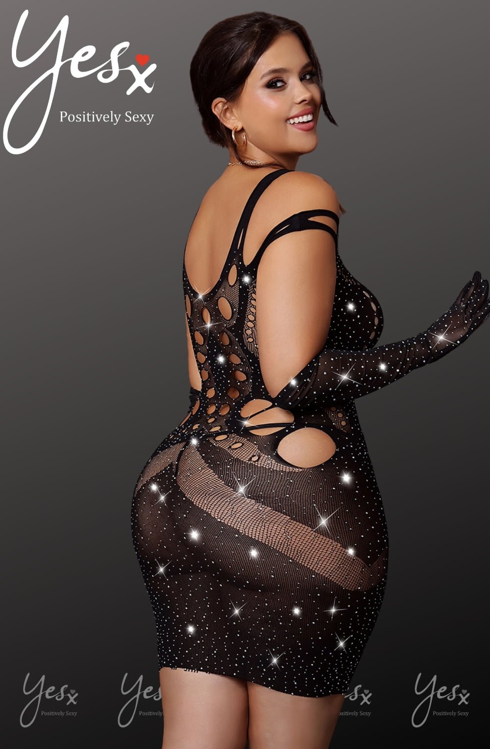 YXQ Sparkly Black Dress Shapewear Dresses