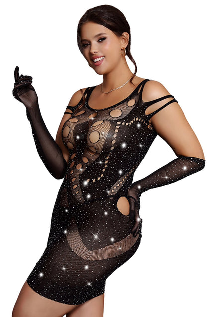 YXQ Sparkly Black Dress Shapewear Dresses