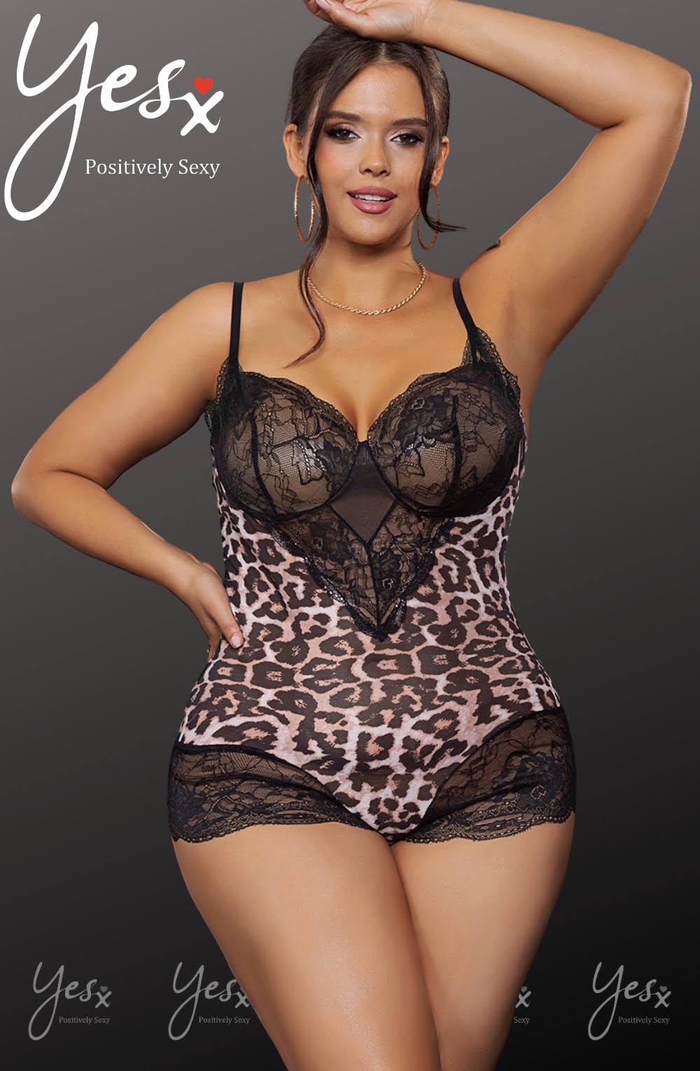 YXQ Leopard Bodysuit Plus Sizes Lingerie Sets