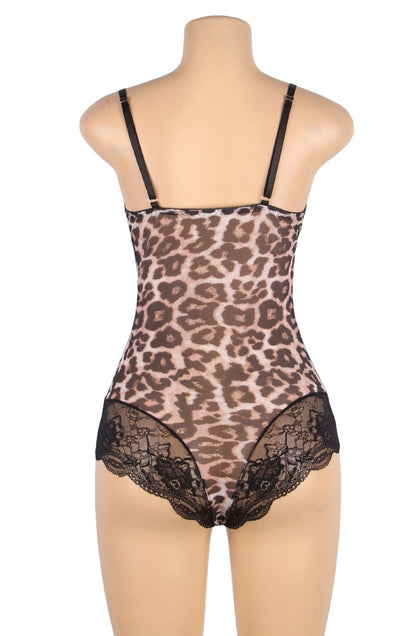 YXQ Leopard Bodysuit Plus Sizes Lingerie Sets