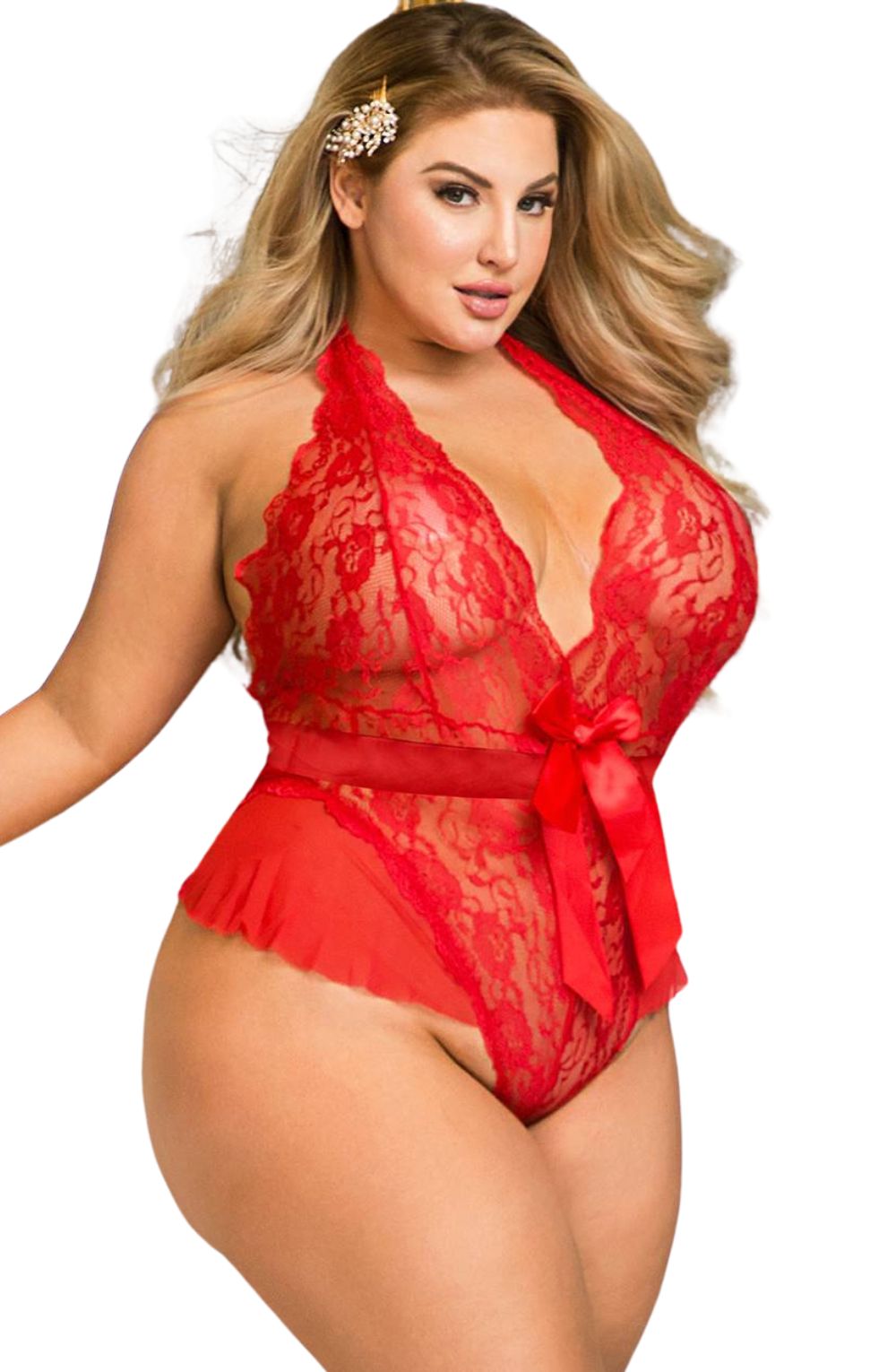 YXQ Hot Red Teddy Bedroom Wear Lingerie Sets