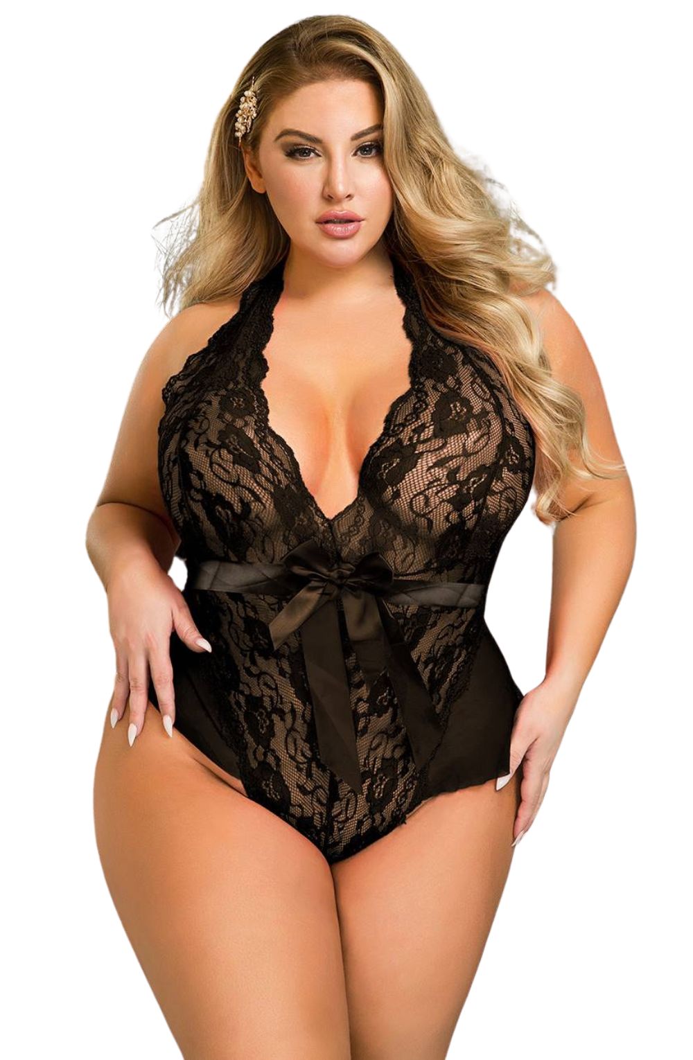 YX Black Teddy Bedroom Wear Lingerie Sets
