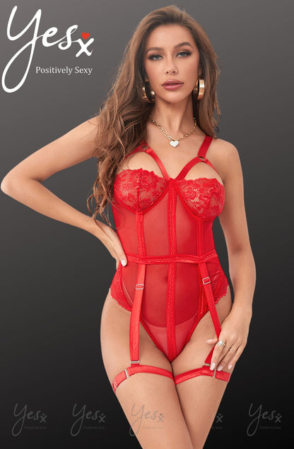 YX Red Bodysuit Bedroom Wear Bodies