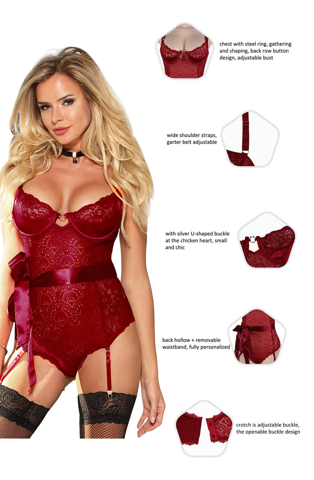 YX Red Body Bedroom Wear Lingerie Sets